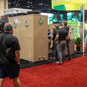 Transom heat pump at trade show